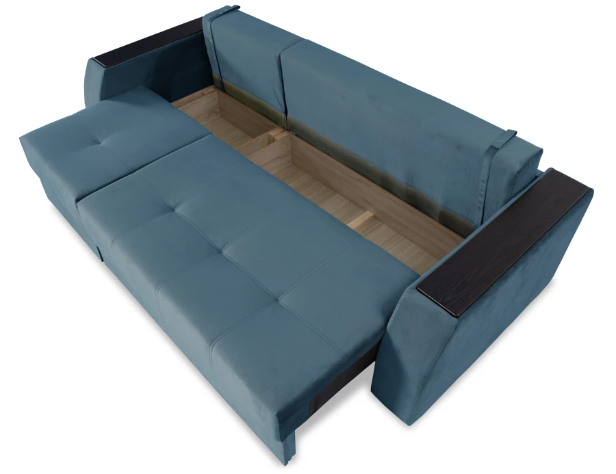 Прямой диван-кровать Спинер, раскладной, темно-синий, 256х108х90 см (изображение №12)