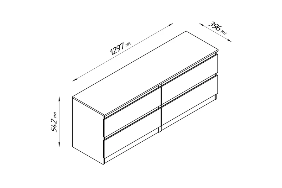 Тумба 4 ящика Кастор-аналог ИКЕЯ КУЛЛЕН/IKEA KULLEN,129х39х54,сонома (изображение №3)
