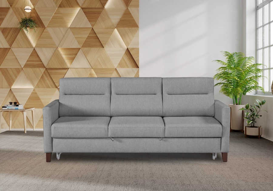 Диван-кровать Марсель велюровый, серый,  223х90х99 см (изображение №2)