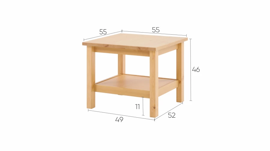 Стол журнальный  - аналог ИКЕА HEMNES / ХЕМНЭС/ ХЕМНЕС / КЫМОР / IKEA , 55x55 см, светло-коричневый (изображение №4)