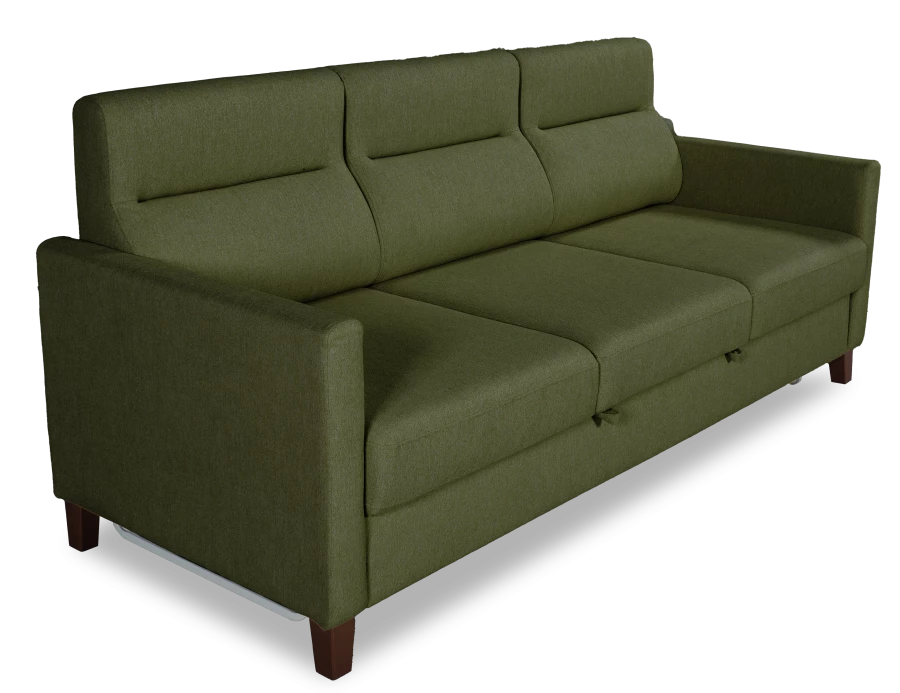 Прямой диван-кровать Марсель, велюровый, темно-зеленый, 223х90х99 см (изображение №2)