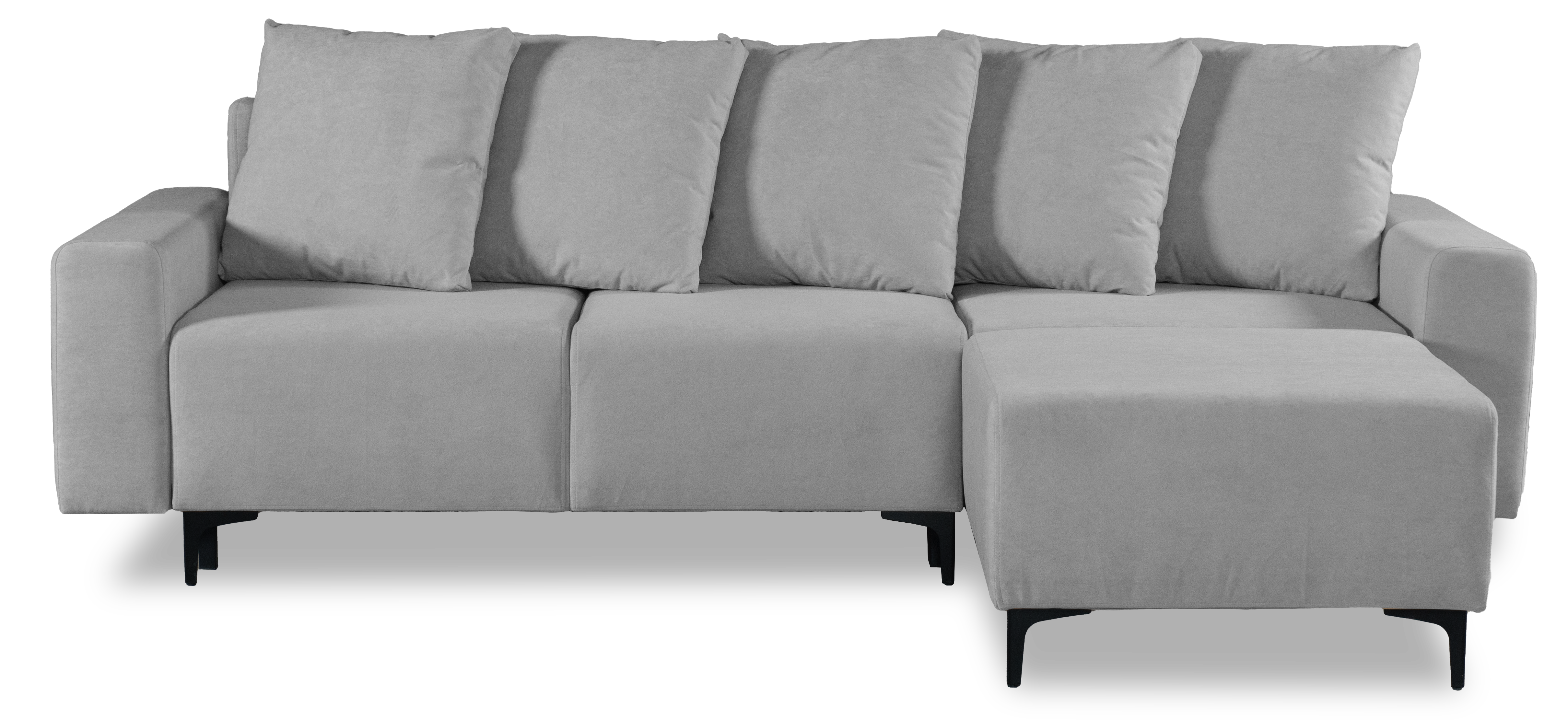 Угловой диван-кровать Халиф, светло серый велюр 261х102х96 см