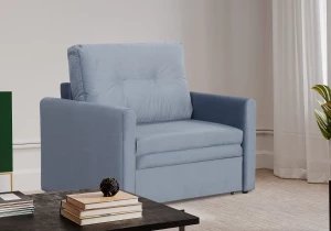 Второе фото. Прямой диван-кровать Юнат 2, раскладной, серо-голубой, 106х87х94 см