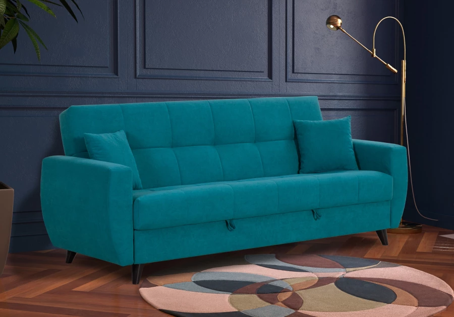 Диван-кровать Бетти 2, велюровый, раскладной, темно-голубой,  236х88х96 см (изображение №5)