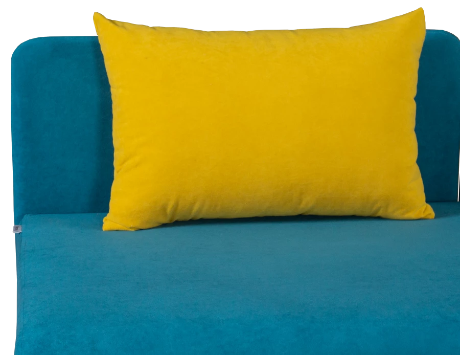 Диван-кровать Орлеан велюровый, раскладной, с ящиком для белья, механизм Книжка, желтый велюр, 198х88х81 см (изображение №7)