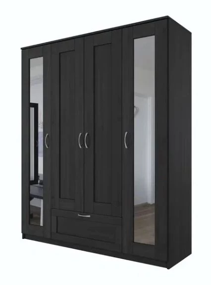 Шкаф комбинированный 4 двери и 1 ящик СИРИУС - аналог IKEA BRIMNES, Дуб Венге (с 2 зеркалами) (изображение №1)