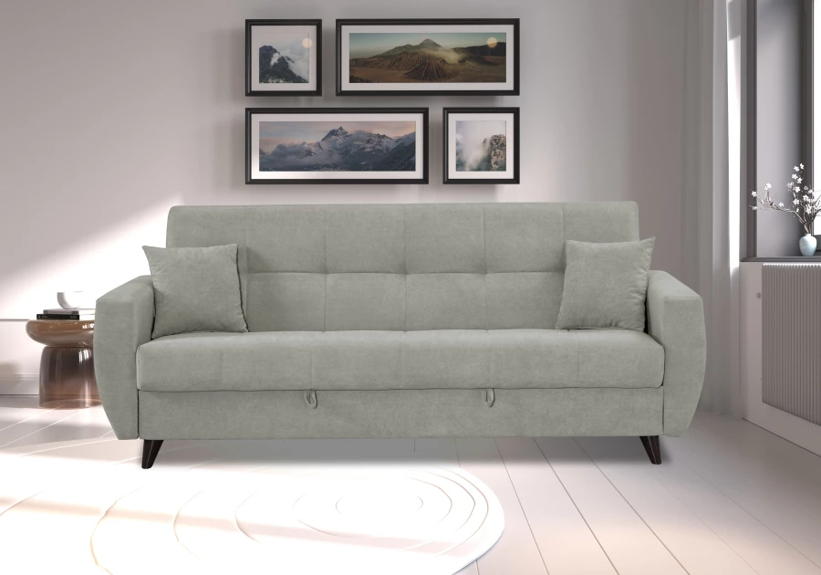 Диван-кровать Бетти 2, велюровый, раскладной, серый, 236х88х96 см (изображение №10)