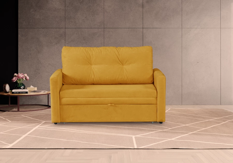 Диван-кровать Юнат 120, раскладной, желтый с мелкими разводами, 142х87х94 см (изображение №9)