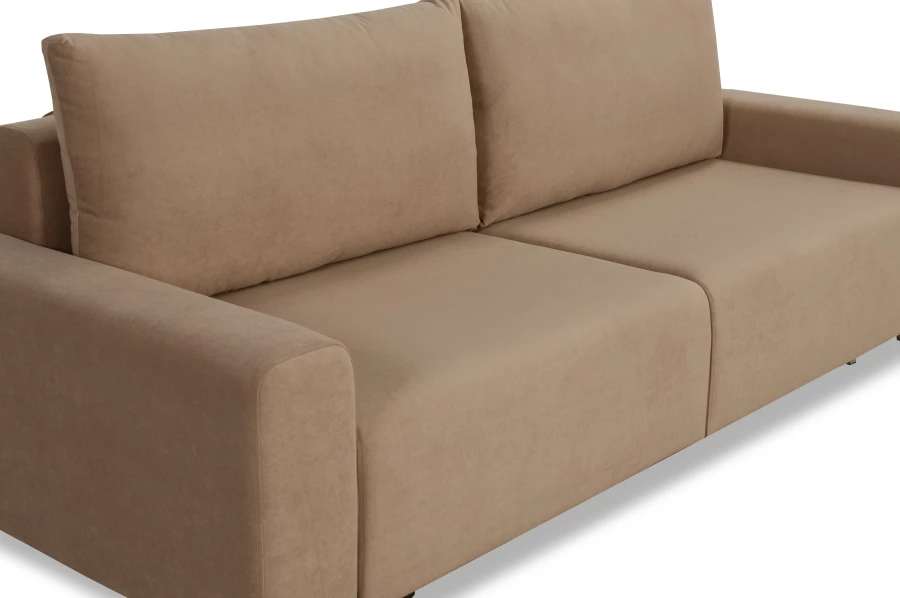 Диван-кровать Халиф велюровый, механизм Еврокнижка, бежево-коричневый, 241х105х98 см (изображение №7)