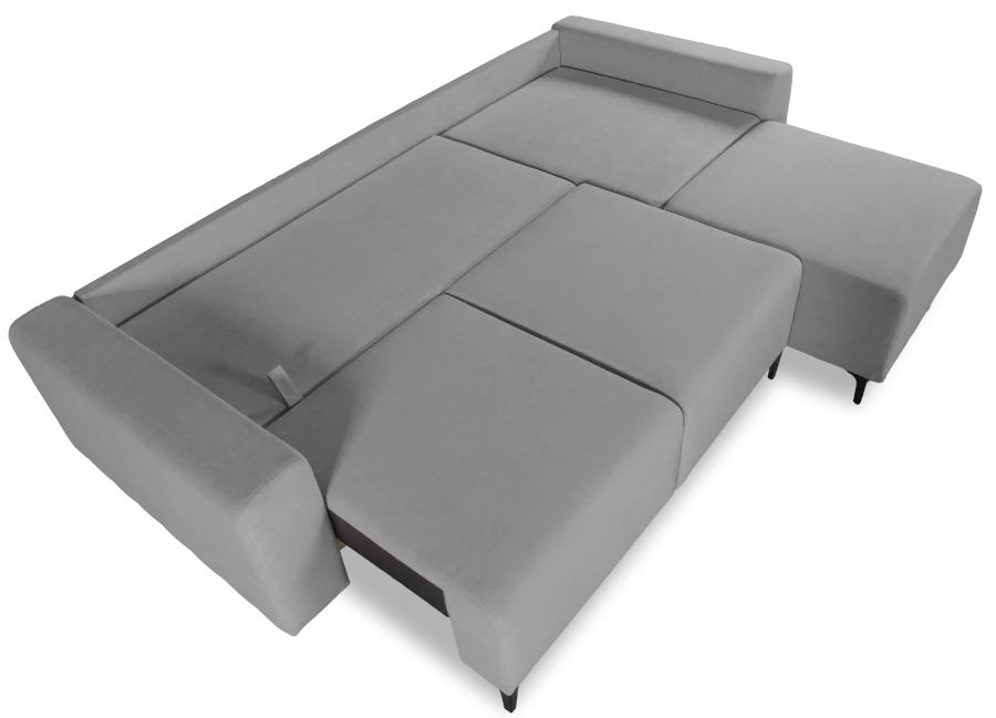 Угловой диван-кровать Халиф, светло серый велюр 261х102х96 см (изображение №8)