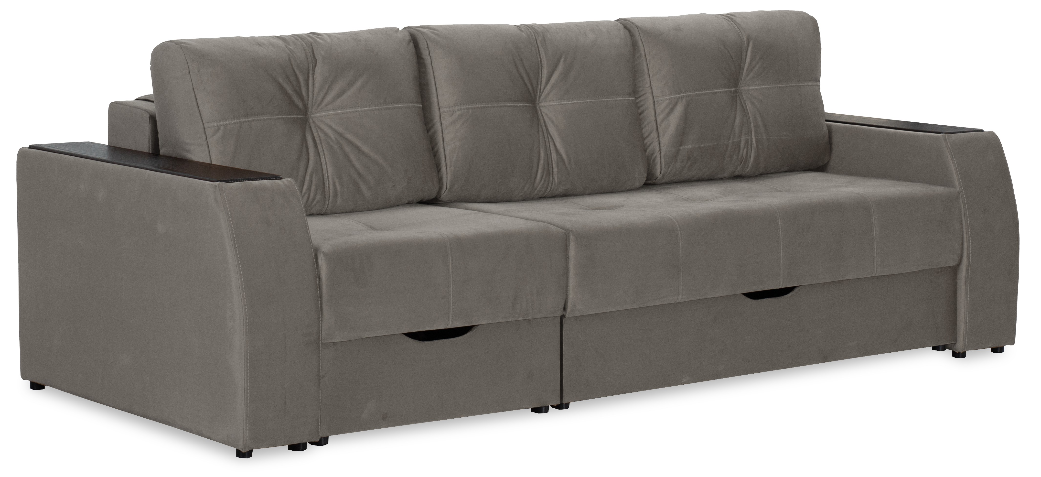 Прямой диван-кровать Спинер, раскладной, серый, 256х108х90 см