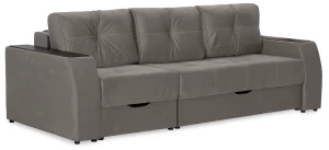 Прямой диван-кровать Спинер, раскладной, серый, 256х108х90 см