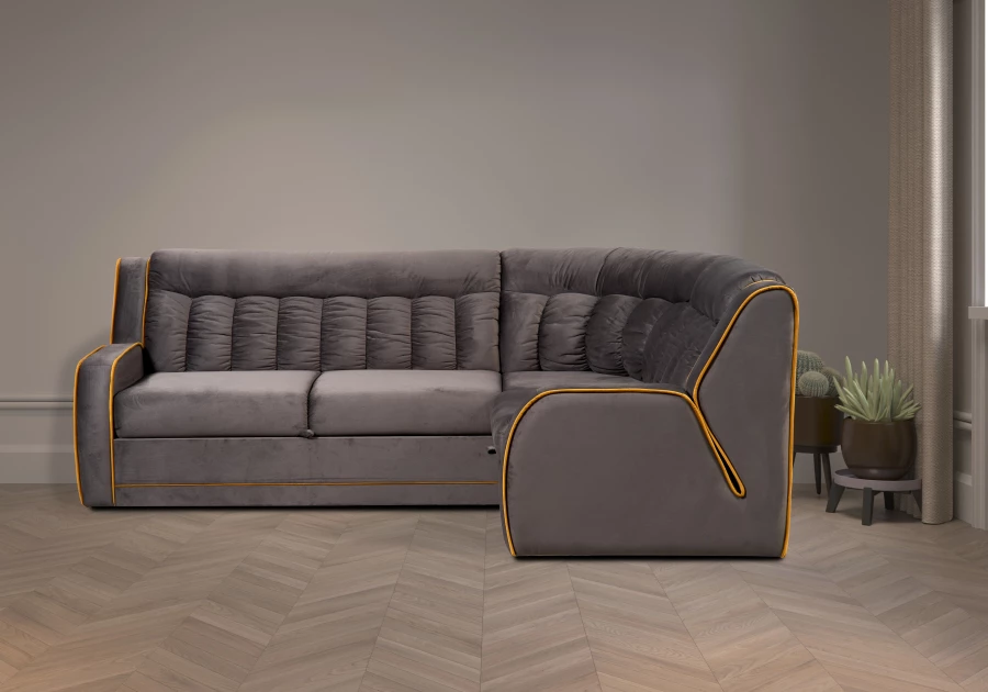 Угловой диван-кровать Блистер 2, песочно-серый, 259х183х97 см (изображение №10)