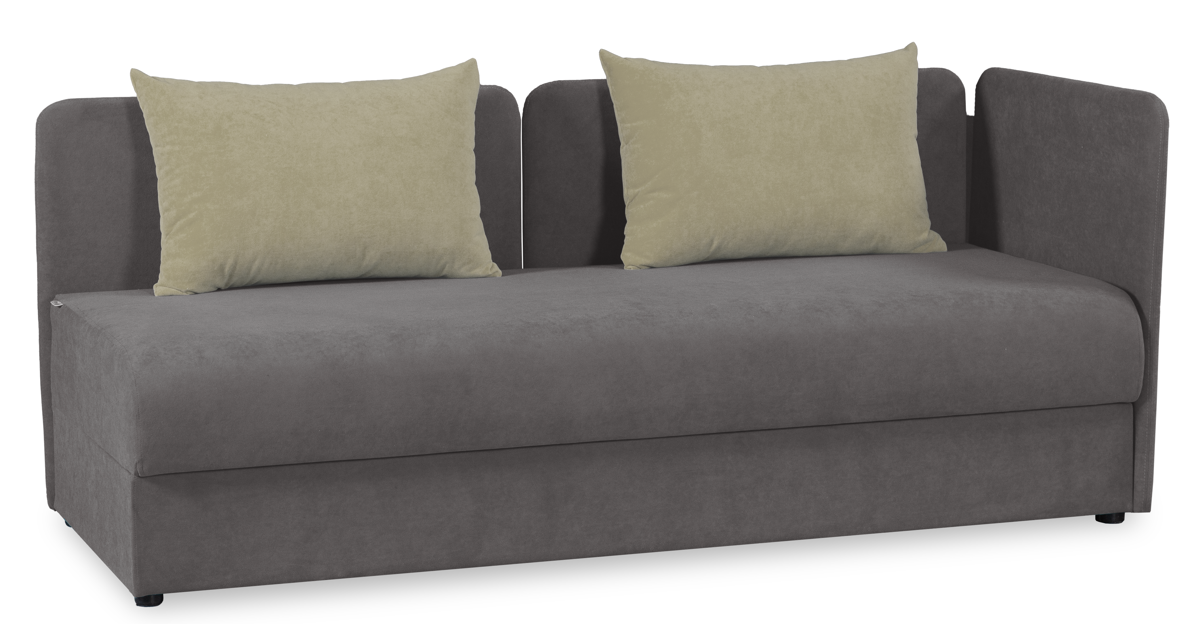 Диван-кровать Орлеан велюровый, раскладной, с ящиком для белья, механизм Книжка, светло песочный велюр, 198х88х81 см