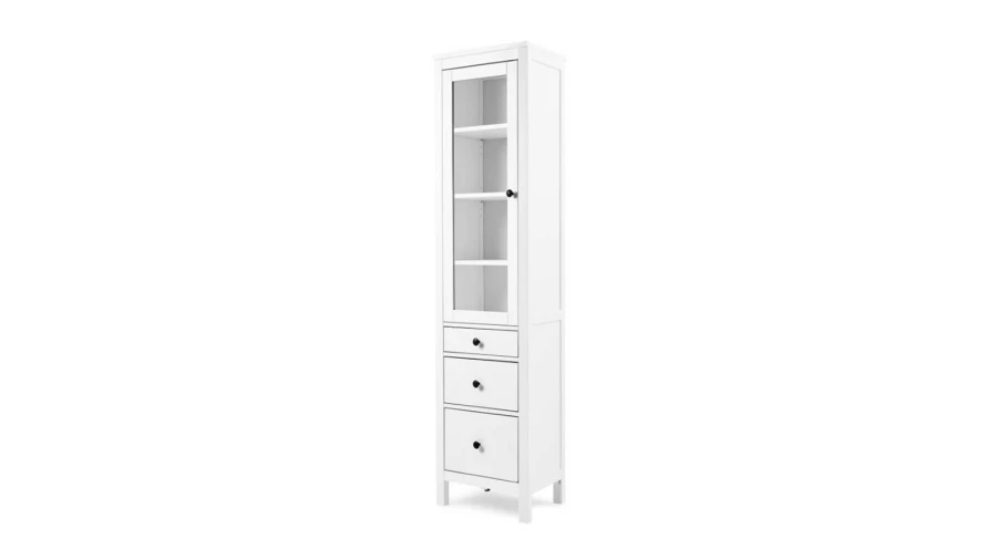 Шкаф-витрина 3 ящика - аналог IKEA HEMNES / ХЕМНЭС/ ХЕМНЕС / КЫМОР / ИКЕА 49х198х37 см, белый (изображение №1)