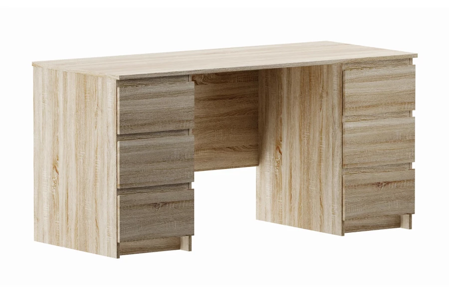 Письменный стол с 6 ящиками Кастор - аналог IKEA KULLEN,151х65х75,сонома (изображение №1)