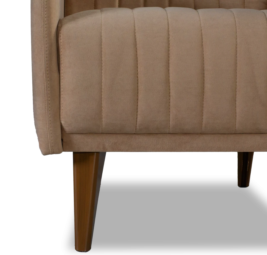 Кресло мягкое Градара, велюр, анатомическое, бежево-коричневый, 66х84х102 см (изображение №3)