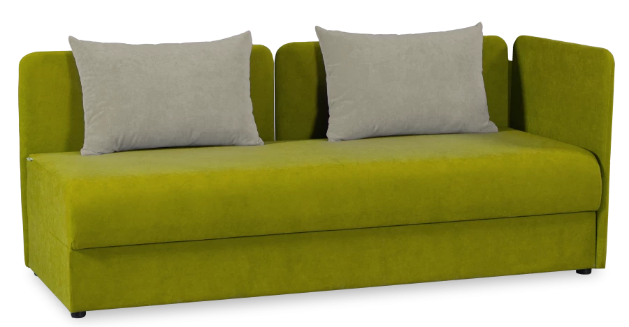 Диван-кровать, Орлеан велюровый, раскладной, с ящиком для белья, механизм Книжка, светло-серый велюр,  198х88х81 см (изображение №1)