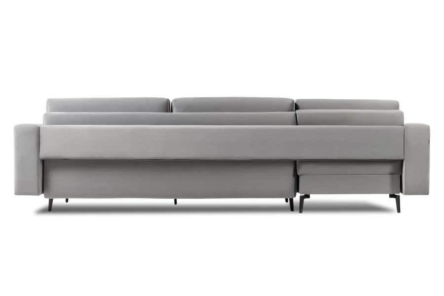 Диван-кровать Тенериф 1, велюровый, раскладной серый велюр, 315х157х70 см (изображение №6)