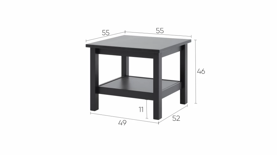 Стол журнальный  - аналог ИКЕА HEMNES / ХЕМНЭС/ ХЕМНЕС / КЫМОР / IKEA , 55x55 см, черный (изображение №4)