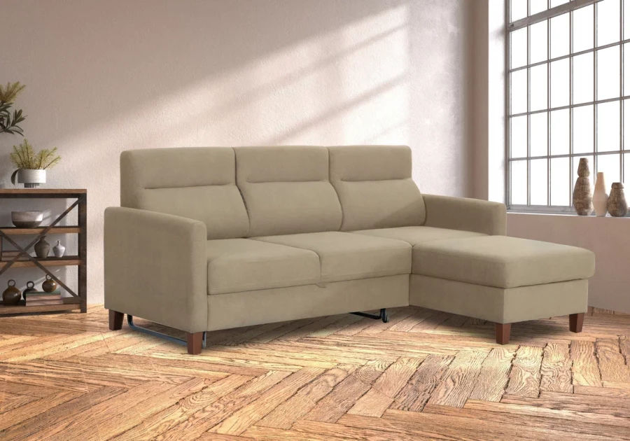 Диван-кровать Марсель со спальным местом, серо-песочный 228х97х160 см (изображение №10)