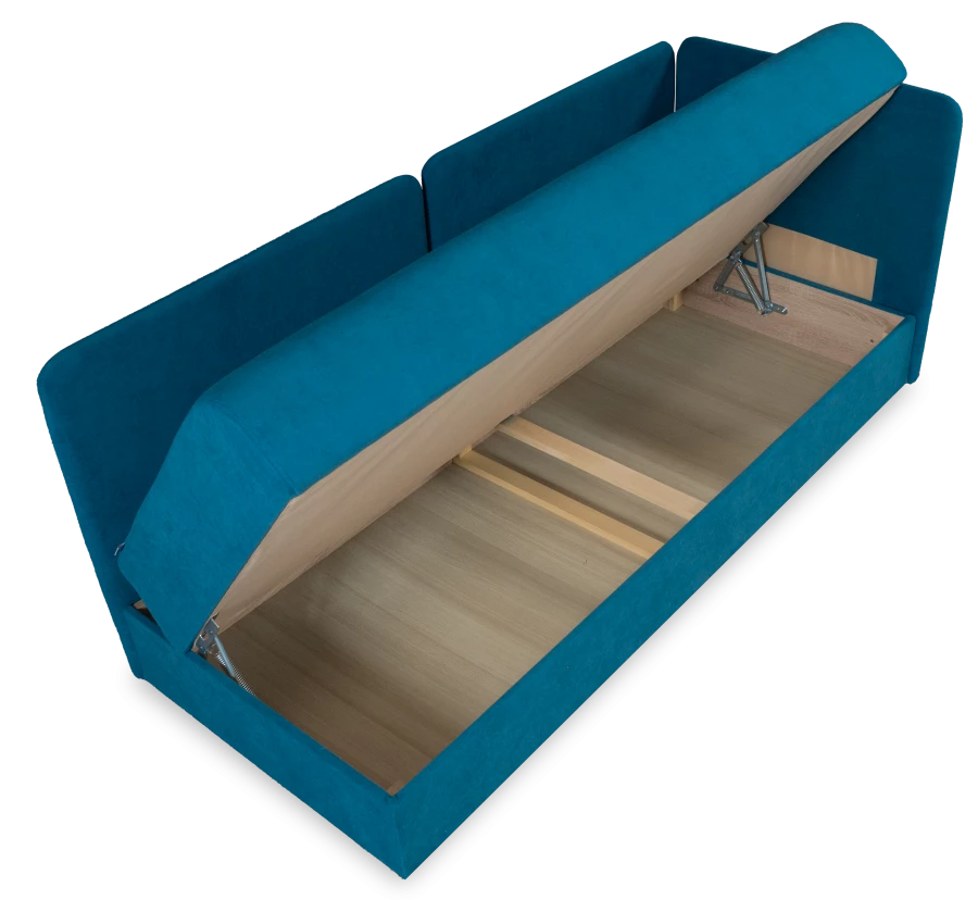 Диван-кровать Орлеан велюровый, раскладной, с ящиком для белья, механизм Книжка, желтый велюр, 198х88х81 см (изображение №9)