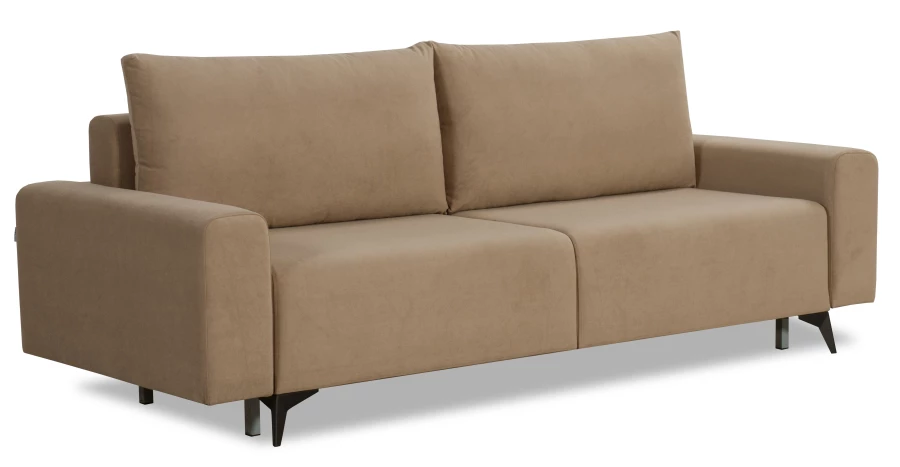 Диван-кровать Халиф велюровый, механизм Еврокнижка, бежево-коричневый, 241х105х98 см (изображение №3)