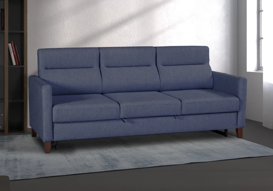 Диван-кровать Марсель велюровый, синий, 223х90х99 см (изображение №3)