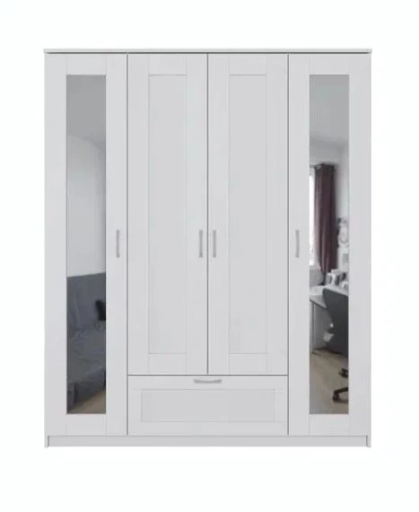 Шкаф комбинированный 4 двери и 1 ящик СИРИУС - аналог IKEA BRIMNES, белый (с 2 зеркалами) (изображение №2)