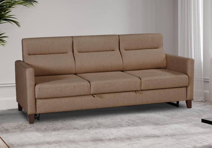 Прямой диван-кровать Марсель, велюровый, какао, 223х90х99 см (изображение №7)