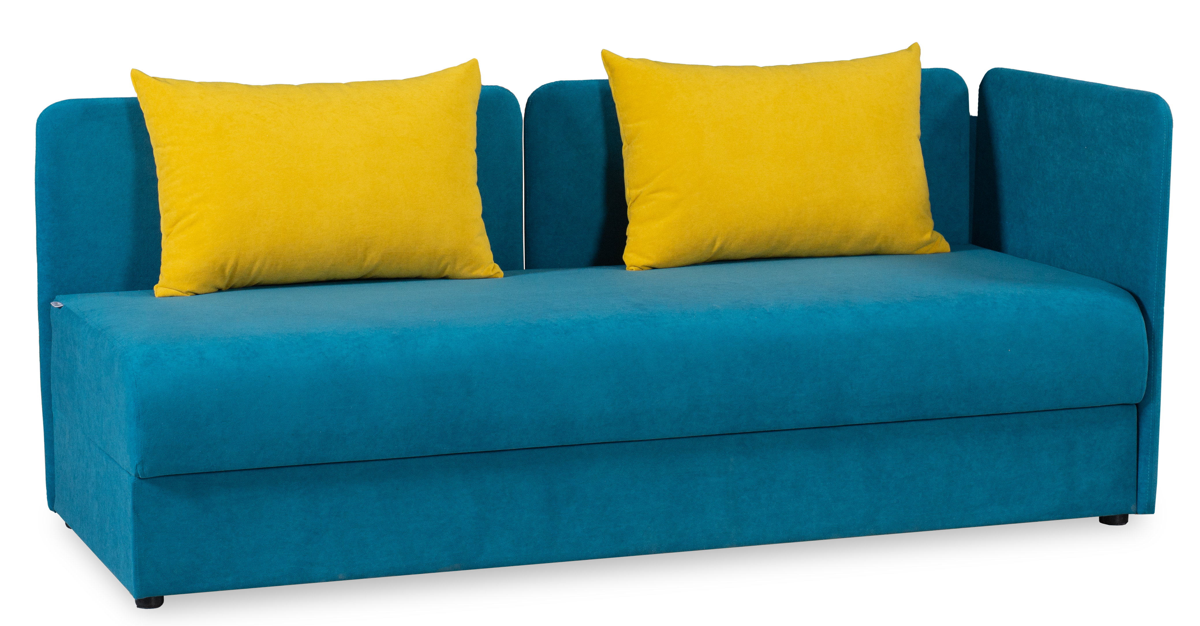 Диван-кровать Орлеан велюровый, раскладной, с ящиком для белья, механизм Книжка, желтый велюр, 198х88х81 см