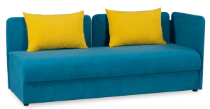 Диван-кровать Орлеан велюровый, раскладной, с ящиком для белья, механизм Книжка, желтый велюр, 198х88х81 см