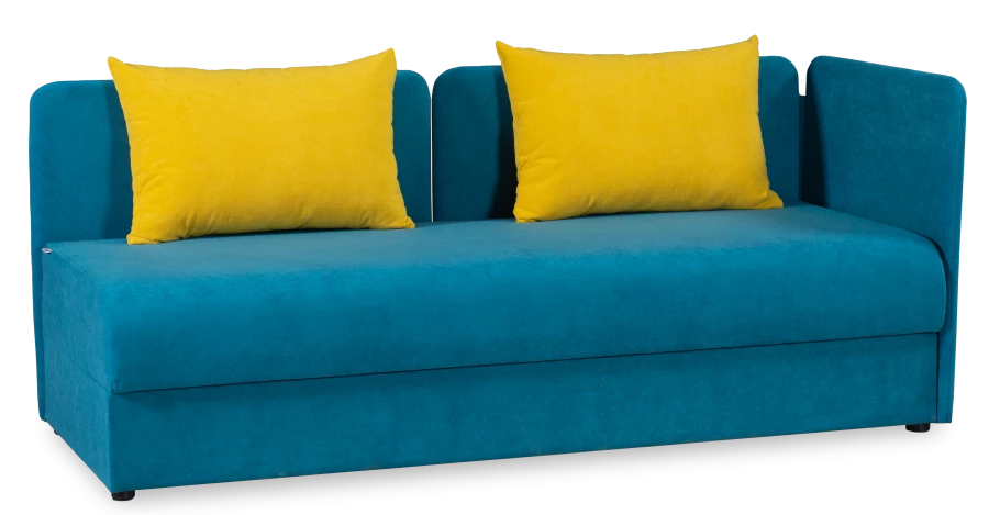 Диван-кровать Орлеан велюровый, раскладной, с ящиком для белья, механизм Книжка, желтый велюр, 198х88х81 см (изображение №1)