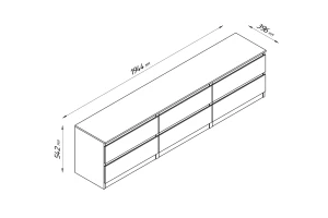 Тумба 6 ящиков Кастор - аналог IKEA KULLEN,194х39х54,белая