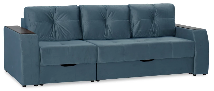 Прямой диван-кровать Спинер, раскладной, темно-синий, 256х108х90 см (изображение №3)