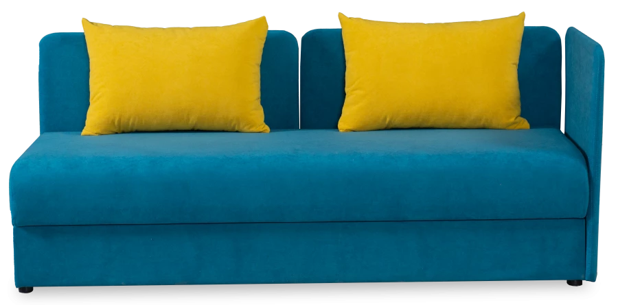 Диван-кровать Орлеан велюровый, раскладной, с ящиком для белья, механизм Книжка, желтый велюр, 198х88х81 см (изображение №4)