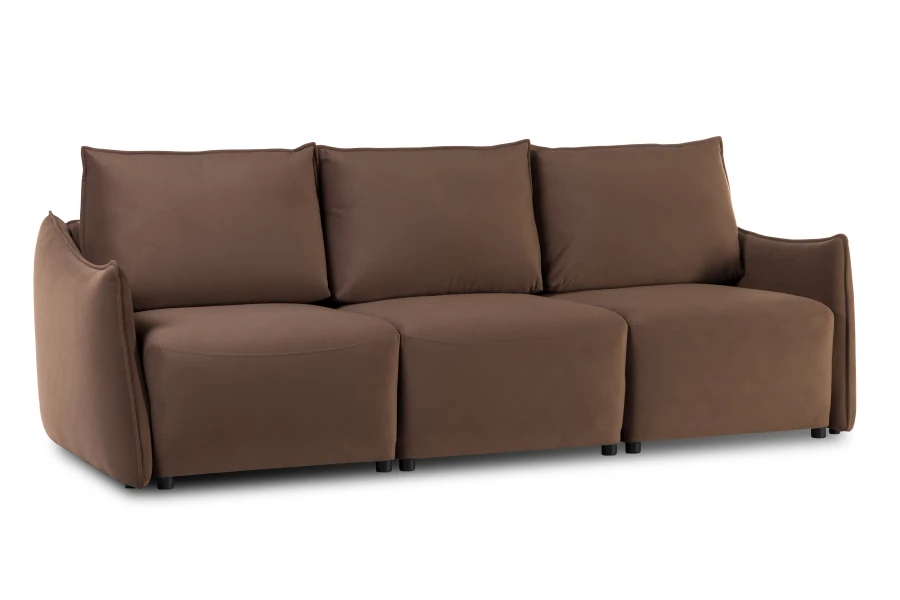 Диван-кровать Френк , велюровый, раскладной, темно-коричневый, 255х121х95 см (изображение №1)