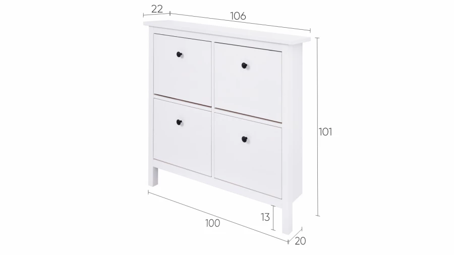 Обувница - аналог IKEA HEMNES / ХЕМНЭС/ ХЕМНЕС / КЫМОР / ИКЕА 106х101x22 см, белый (изображение №5)