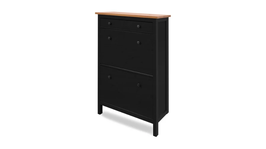 Обувница - аналог IKEA HEMNES / ХЕМНЭС/ ХЕМНЕС / КЫМОР / ИКЕА 89х127x30 см, черный/светло-коричневый (изображение №1)